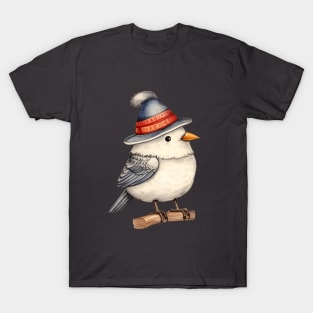 Cute Little Bird Wearing Hat T-Shirt